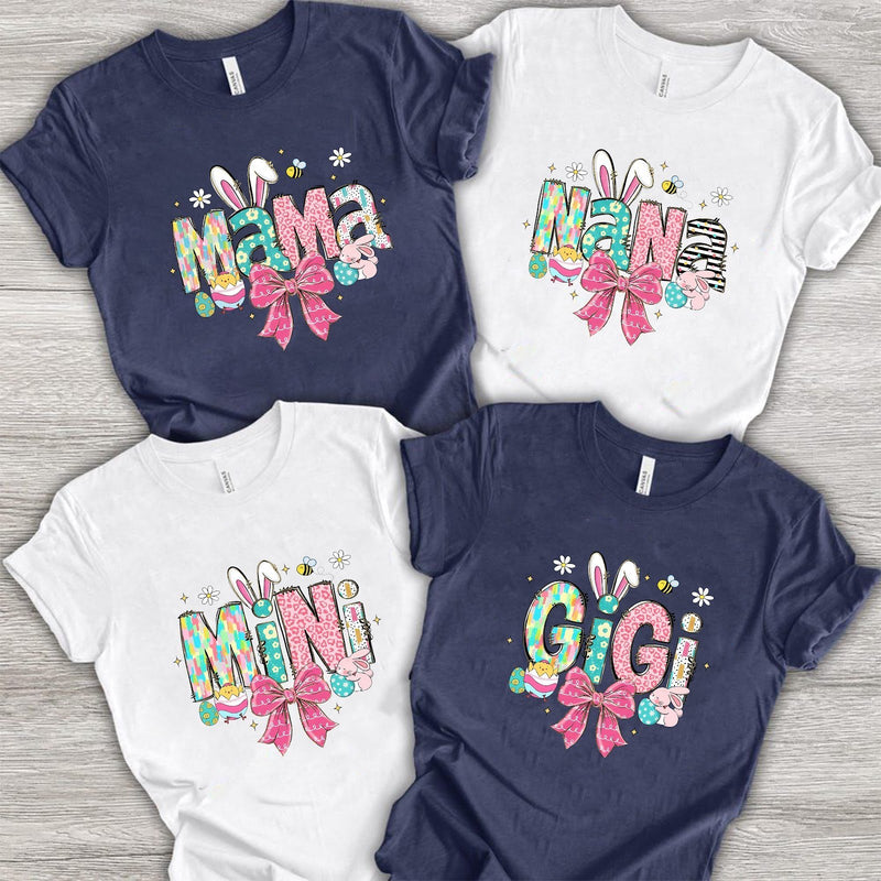 Familien Oster T-Shirt mit Hasenohren und Schleife