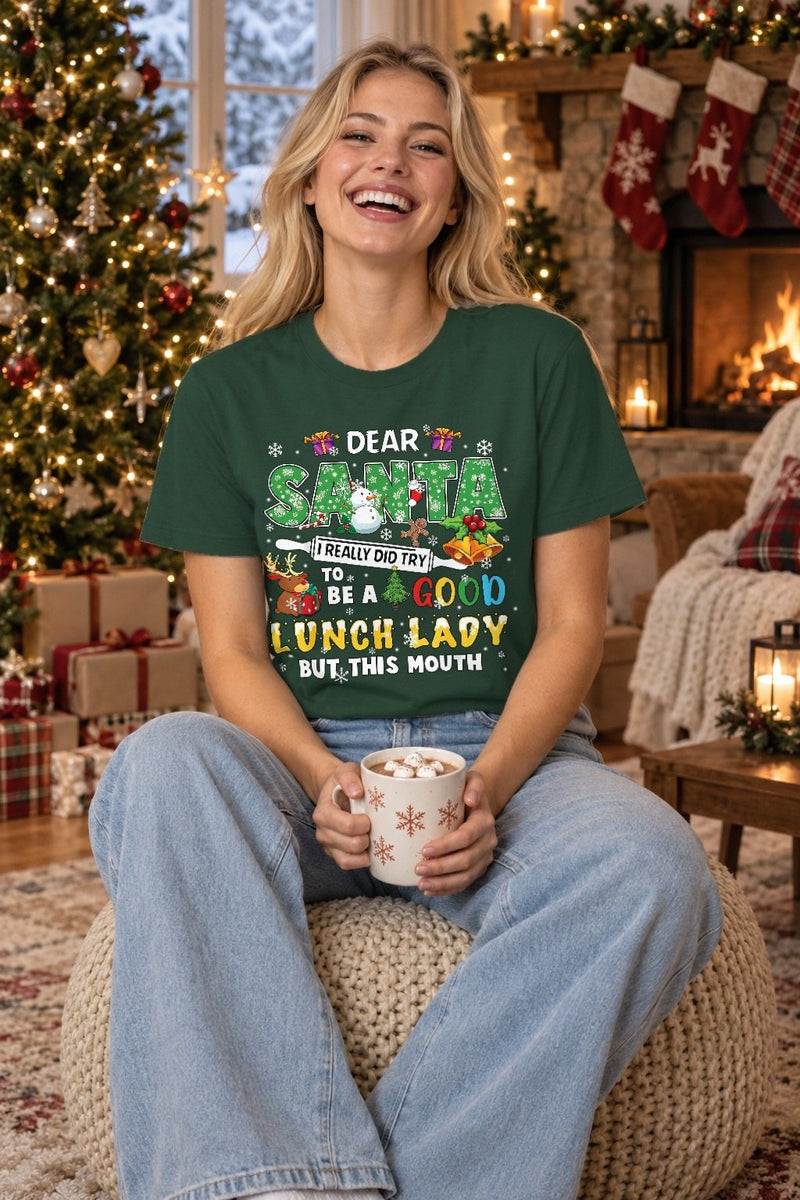 Lustiger Weihnachtspullover „Dear Santa, I really did try to be a good Lunch …“