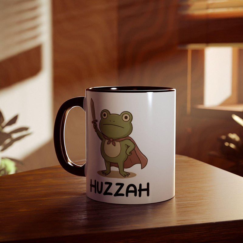 Frosch Tasse „Huzzah“ mit Ritter-Frosch und Schwert