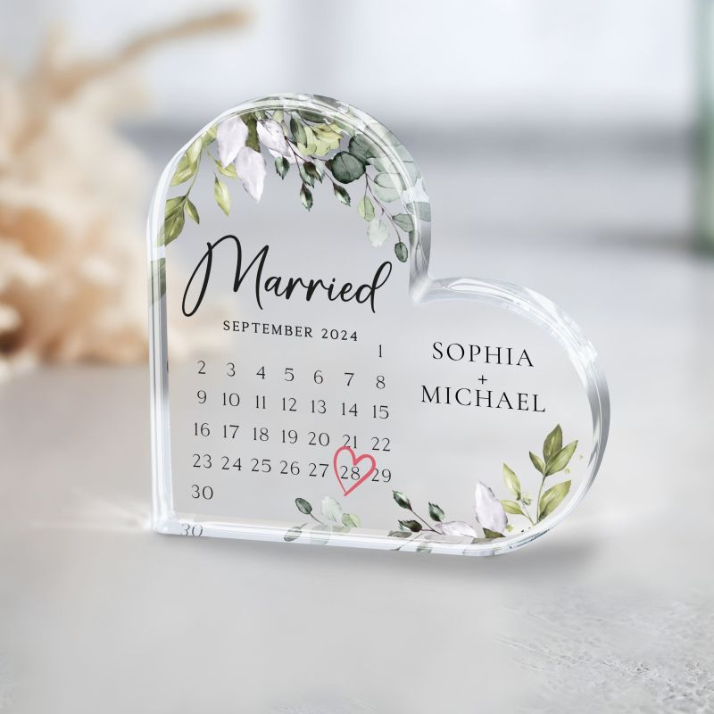 Hochzeits-Plakette »Married« (Acryl)